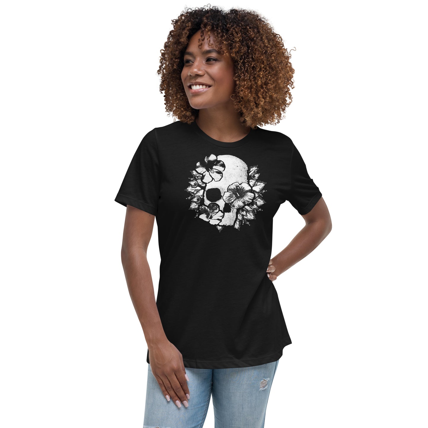 Hibiscus Skull, Women's Relaxed T-Shirt