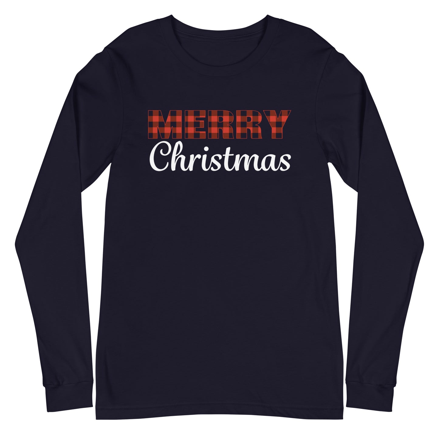 Merry Plaid Christmas, Unisex Long Sleeve Tee